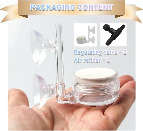 2 قطعة حوض السمك حجر الهواء خزان الأسماك نانو فقاعة الحجر عدة مع صمام التحكم وكأس الشفط هادئ حوض السمك الناشر للزراعة المائية in Kuwait