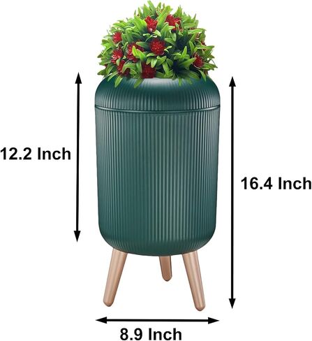 Dog Poop Trash Can Outside - 2.5 Gal Outdoor Poop Garbage Can - Small Pet Waste Container with Lid - Front Porch, Backyard, Waste Bin for Dog Poop - Plant Styled Dog Poop Bucket - Green in Saudi Arabia