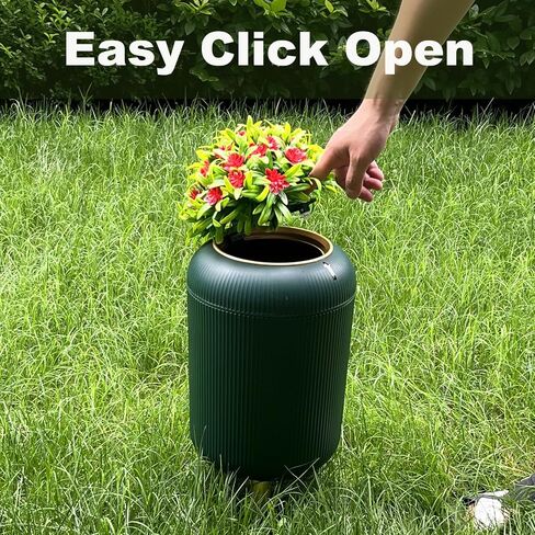 Dog Poop Trash Can Outside - 2.5 Gal Outdoor Poop Garbage Can - Small Pet Waste Container with Lid - Front Porch, Backyard, Waste Bin for Dog Poop - Plant Styled Dog Poop Bucket - Green in Saudi Arabia