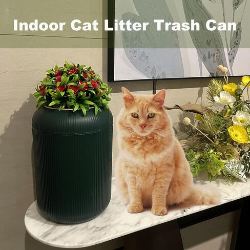 Dog Poop Trash Can Outside - 2.5 Gal Outdoor Poop Garbage Can - Small Pet Waste Container with Lid - Front Porch, Backyard, Waste Bin for Dog Poop - Plant Styled Dog Poop Bucket - Green in Saudi Arabia