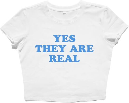 سترة قصيرة Yes They Are Real - شحن رئيسي - سترة نسائية قصيرة - أكمام قصيرة - تي شيرتات للأطفال - ملابس أنيقة - سترة قصيرة مصنوعة خصيصًا - قميص مطبوع - هدايا صيفية لها - UTH - Under The Hut (M) in Saudi Arabia