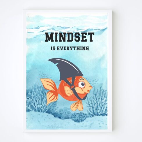 Wowsweet-Mindset is Everything، ملصق فني جداري تحفيزي للمنزل، هدية مكتب لديكور ملهم لرجال الأعمال، اقتباس إيجابي لتحسين الذات (8X10 بوصة) in Kuwait