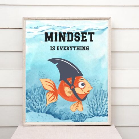 Wowsweet-Mindset is Everything، ملصق فني جداري تحفيزي للمنزل، هدية مكتب لديكور ملهم لرجال الأعمال، اقتباس إيجابي لتحسين الذات (8X10 بوصة) in Kuwait