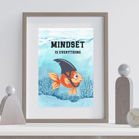 Wowsweet-Mindset is Everything، ملصق فني جداري تحفيزي للمنزل، هدية مكتب لديكور ملهم لرجال الأعمال، اقتباس إيجابي لتحسين الذات (8X10 بوصة) in Kuwait