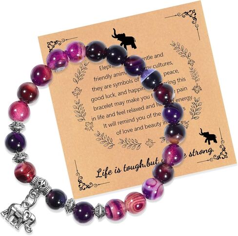 Elephant Bracelet,Elephant Gifts for Women,Personalized Inspirational Bracelets Natural Stone Beaded Bracelets for Women Teen Girls (black) in Saudi Arabia