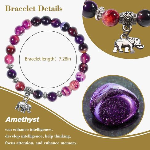Elephant Bracelet,Elephant Gifts for Women,Personalized Inspirational Bracelets Natural Stone Beaded Bracelets for Women Teen Girls (black) in Saudi Arabia