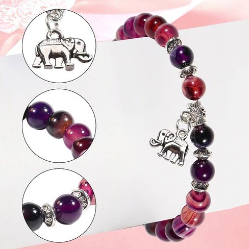Elephant Bracelet,Elephant Gifts for Women,Personalized Inspirational Bracelets Natural Stone Beaded Bracelets for Women Teen Girls (black) in Saudi Arabia