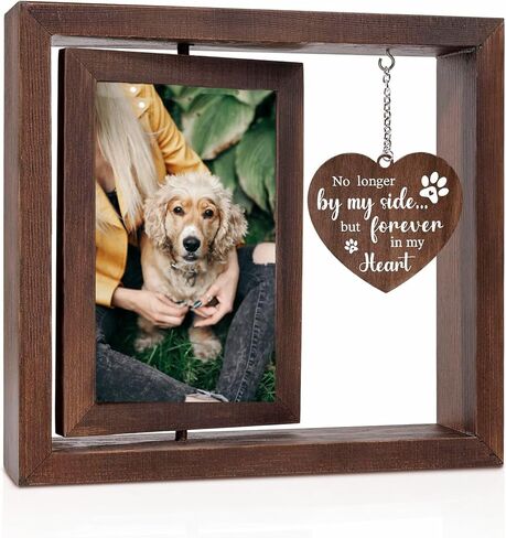 Pet Memorial Gifts for Dogs Cats, Memorial Picture Frame Gifts for Loss of Pets, Dog Sympathy Bereavement Remembrance Rotating Wooden Picture Frame Picture Frame (A) in Saudi Arabia