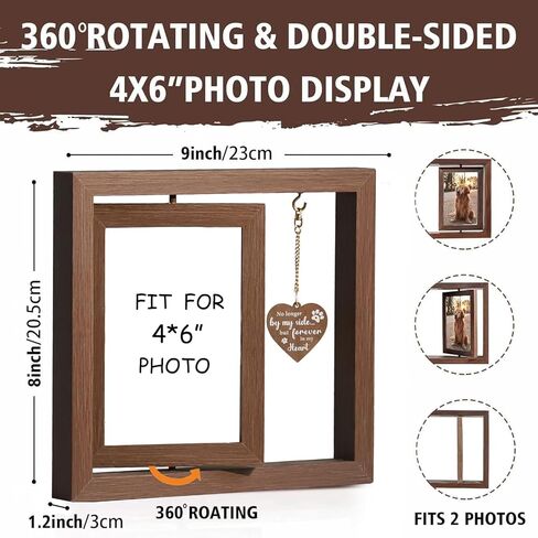 Pet Memorial Gifts for Dogs Cats, Memorial Picture Frame Gifts for Loss of Pets, Dog Sympathy Bereavement Remembrance Rotating Wooden Picture Frame Picture Frame (A) in Saudi Arabia