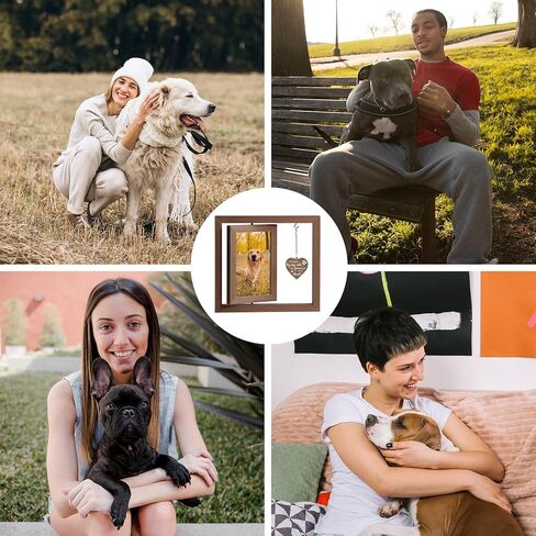 Pet Memorial Gifts for Dogs Cats, Memorial Picture Frame Gifts for Loss of Pets, Dog Sympathy Bereavement Remembrance Rotating Wooden Picture Frame Picture Frame (A) in Saudi Arabia