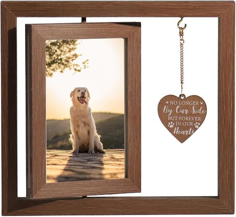 Pet Memorial Gifts for Dogs Cats, Memorial Picture Frame Gifts for Loss of Pets, Dog Sympathy Bereavement Remembrance Rotating Wooden Picture Frame Picture Frame (A) in Saudi Arabia