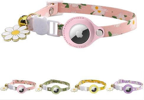 AirTag Cat Collar, Kitten Airtag Collar with Air Tag Holder and Bell, Breakaway Cat Airtag Holder, Adjustable Cat GPS Tracker Collar, Daisy Flower, Kitten Collar Girl Puppies, Pink in Saudi Arabia
