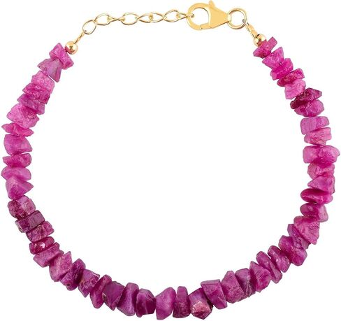 Ruby Bracelets Birthday Gifts For Women Gemstone Beads Rough Stones Jewelry, July Birthstone Crystals Healing Stones 14k Gold Plating 925 Sterling Silver 8 inch in Saudi Arabia