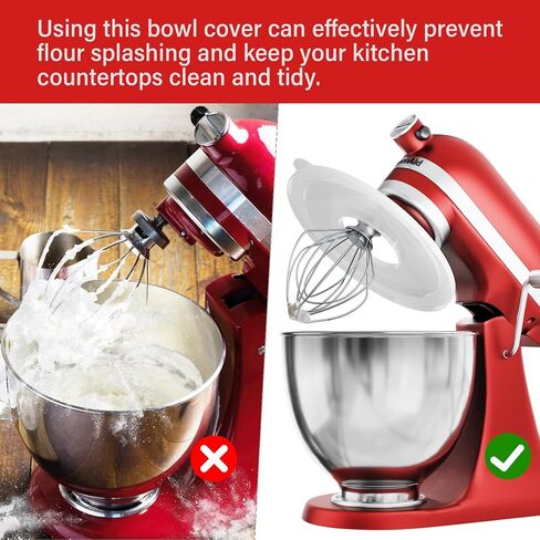 5QT Mixer Bowl Cover and Pouring Shield for KitchenAid 5 Quart Tilt-Head Stand Mixers and kitchen Aid Mixing Bowl, Secure Fit Splatter Guard and Cover Perfect for Kitchenaid Stainless Steel Bowl in Saudi Arabia