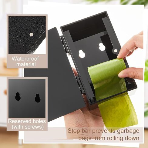 2 Pcs Dog Poop Bag Dispenser Black Pet Waste Bag Dispenser Station Acrylic Dog Poop Bag Holder Wall Mount Poop Bags Storage Outdoor Container for Indoors and Outdoors (Dispenser Only) in Saudi Arabia