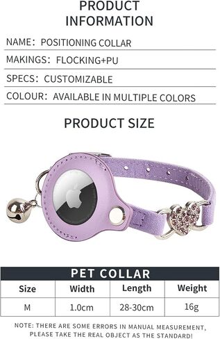 Airtag Cat Collar, Cat Collar with Bells, GPS Cat Collar, Cat Tracker Collar Leather Cat Collar for Cats, Lightweight GPS Pet Collars for Girl Boy Cats, Small Dogs, Puppies (Purple) in Saudi Arabia