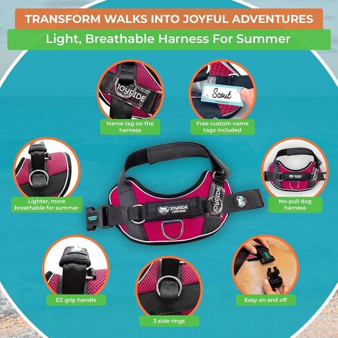 سترة Joyride Harness Summer Mesh - 2.0 حزام بدون سحب للكلاب - سترة قابلة للتعديل وجيدة التهوية - تتضمن علامة اسم مخصصة - مثالية للكلاب الصغيرة والمتوسطة والكبيرة in Kuwait