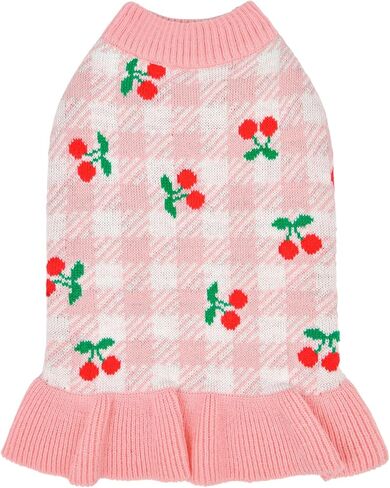 Puppia Rio Dog Knit Dress Winter Season for Small and Medium Dogs, Light Pink, Large in Saudi Arabia