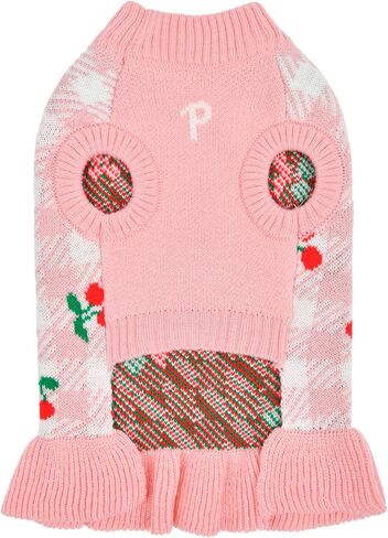 Puppia Rio Dog Knit Dress Winter Season for Small and Medium Dogs, Light Pink, Large in Saudi Arabia