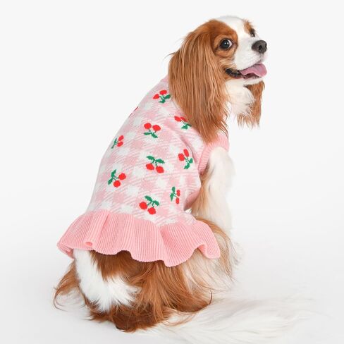 Puppia Rio Dog Knit Dress Winter Season for Small and Medium Dogs, Light Pink, Large in Saudi Arabia