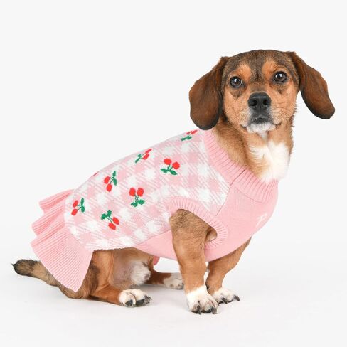 Puppia Rio Dog Knit Dress Winter Season for Small and Medium Dogs, Light Pink, Large in Saudi Arabia