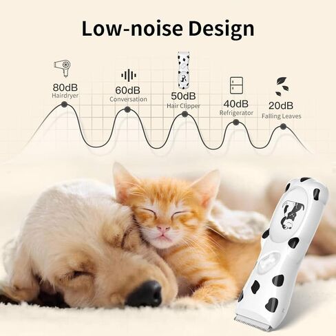Oninio Dog Clippers,Low Noise Rechargeable Dog Grooming Kit, Electric Pets Hair Trimmers Shaver Shears for Dogs and Cats,Washable（Black Spotted Dog ） in Saudi Arabia