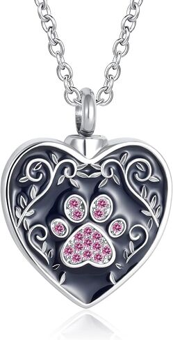 Pet Paw Dog Cremation Jewelry Urn Necklace for Ashes Memorial Animal Cat Ash Urn Keepsake Pendant in Saudi Arabia