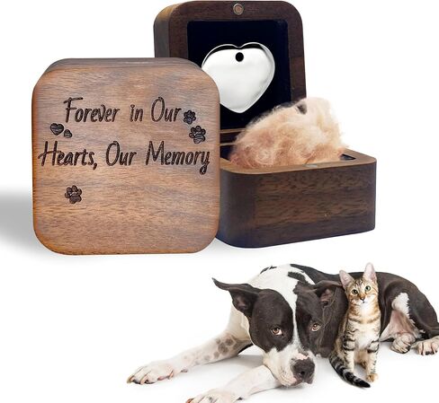 Personalized Pet Memorial Gifts for Loss of Dog or Cat, Pet Hair Keepsake Box, Walnut Wood Dog Memorial Gift Suitable for Dog Tags, Cat Memorial Gifts, Pet Loss Sympathy Gift, Dog Ashes Keepsake in Saudi Arabia