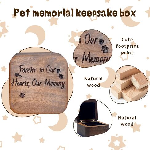 Personalized Pet Memorial Gifts for Loss of Dog or Cat, Pet Hair Keepsake Box, Walnut Wood Dog Memorial Gift Suitable for Dog Tags, Cat Memorial Gifts, Pet Loss Sympathy Gift, Dog Ashes Keepsake in Saudi Arabia