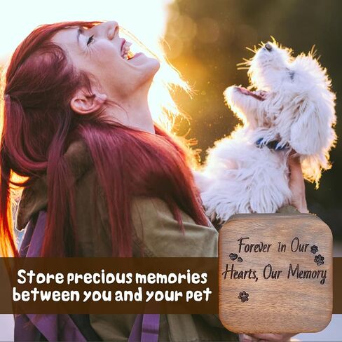 Personalized Pet Memorial Gifts for Loss of Dog or Cat, Pet Hair Keepsake Box, Walnut Wood Dog Memorial Gift Suitable for Dog Tags, Cat Memorial Gifts, Pet Loss Sympathy Gift, Dog Ashes Keepsake in Saudi Arabia