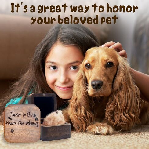 Personalized Pet Memorial Gifts for Loss of Dog or Cat, Pet Hair Keepsake Box, Walnut Wood Dog Memorial Gift Suitable for Dog Tags, Cat Memorial Gifts, Pet Loss Sympathy Gift, Dog Ashes Keepsake in Saudi Arabia