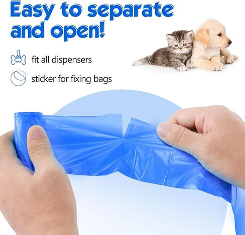 أكياس فضلات الكلاب، 180 قطعة، 12 لفة، أكياس فضلات الكلاب غير المعطرة، حقيبة فضلات الكلاب المقاومة للتسرب، أكياس نفايات الكلاب القوية السميكة للغاية، باللون الأزرق in Kuwait