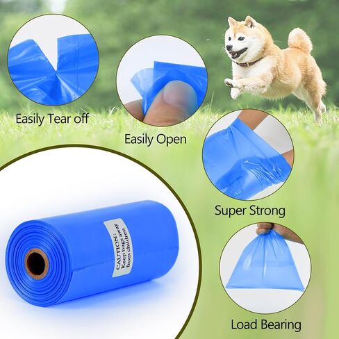 أكياس فضلات الكلاب، 180 قطعة، 12 لفة، أكياس فضلات الكلاب غير المعطرة، حقيبة فضلات الكلاب المقاومة للتسرب، أكياس نفايات الكلاب القوية السميكة للغاية، باللون الأزرق in Kuwait