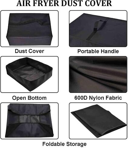 Air Fryer Cover Heavy Duty Heat-Resistant Dust-proof Waterproof Dust Protective Cover Case Compatible With Ninja Air Fryer Pro XL 6-in-1 with 6.5 QT, AF181 (16.9"D×13.8"W×11.8"H) (Black) in Saudi Arabia