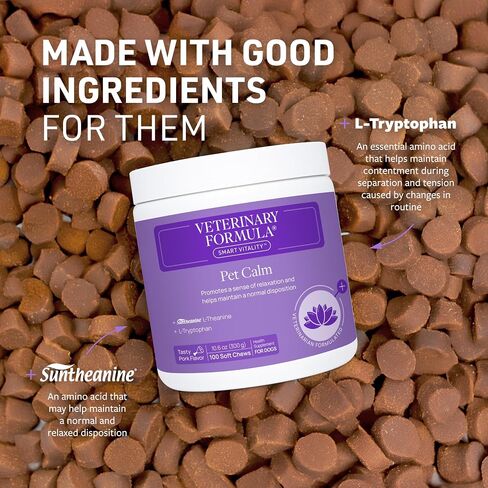 Veterinary Formula Smart Vitality Pet Calm Supplement for Dogs - Soft Chews, 30ct - Promotes a Sense of Relaxation During Moments That May Cause Stress - Fireworks, Travel, Changes in Routine in Saudi Arabia
