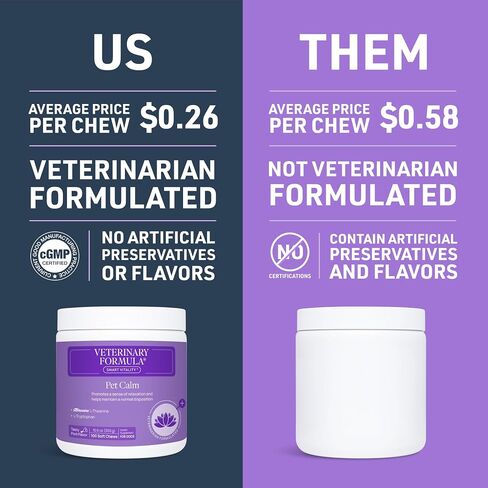 Veterinary Formula Smart Vitality Pet Calm Supplement for Dogs - Soft Chews, 30ct - Promotes a Sense of Relaxation During Moments That May Cause Stress - Fireworks, Travel, Changes in Routine in Saudi Arabia