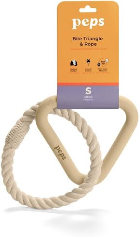 Peps Pet Toy Natural Rubber Triangle w/Cotton Rope (Medium Size) Tan in Saudi Arabia