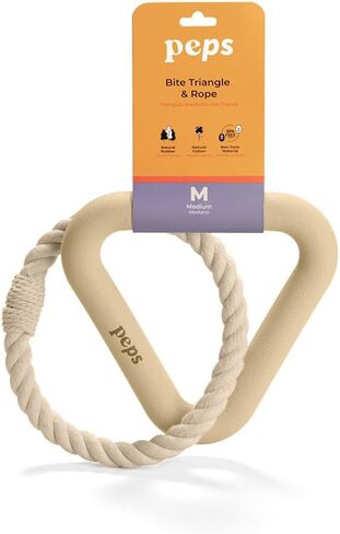 Peps Pet Toy Natural Rubber Triangle w/Cotton Rope (Medium Size) Tan in Saudi Arabia