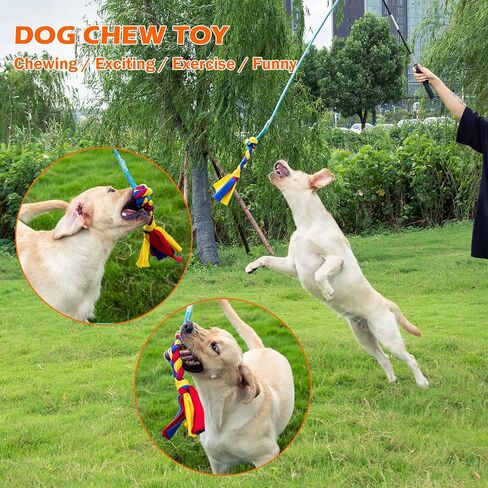 Interactive Dog Toys Training Flirt Pole Braided Fleece Toy with Strong Cord,Chewing Rope to Chasing and Training Dog, Rope Toys for Any Size Dogs Flirt Pole Toy in Saudi Arabia