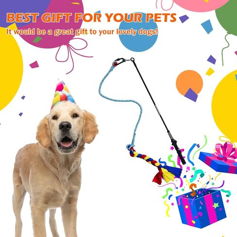 Interactive Dog Toys Training Flirt Pole Braided Fleece Toy with Strong Cord,Chewing Rope to Chasing and Training Dog, Rope Toys for Any Size Dogs Flirt Pole Toy in Saudi Arabia