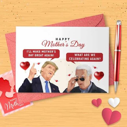 بطاقة عيد الأم المضحكة لترامب وبايدن - عيد الأم المضحك، بطاقة أمهات سعيدة، بطاقة عيد الأم، بطاقة للأم والجدة [00459] in Saudi Arabia