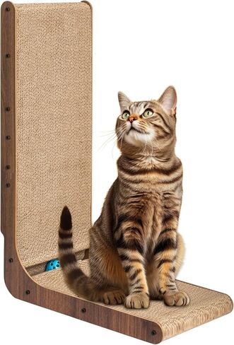FluffyDream Cat Scratcher Cardboard, Scratching Pad House Bed Furniture Protector, Infinity Shape (Wood, L-Shaped) in Saudi Arabia