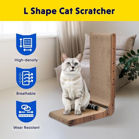 FluffyDream Cat Scratcher Cardboard, Scratching Pad House Bed Furniture Protector, Infinity Shape (Wood, L-Shaped) in Saudi Arabia