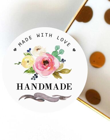 Handmade with Love Stickers - 120pcs Set of Craft Labels and Packaging Stickers (Handmade) in Saudi Arabia
