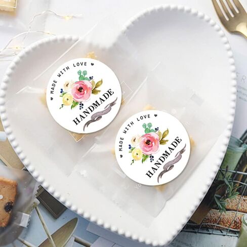 Handmade with Love Stickers - 120pcs Set of Craft Labels and Packaging Stickers (Handmade) in Saudi Arabia