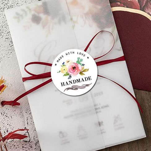 Handmade with Love Stickers - 120pcs Set of Craft Labels and Packaging Stickers (Handmade) in Saudi Arabia