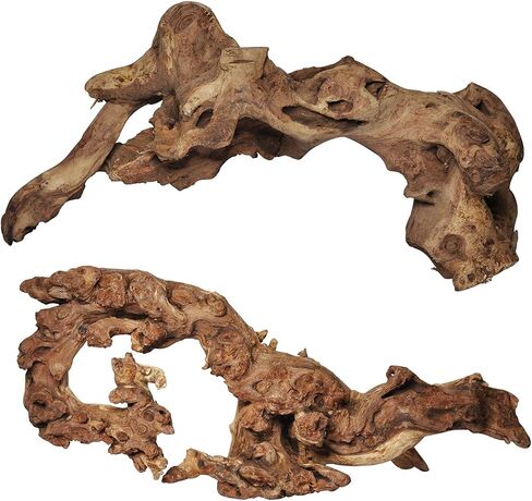 Aucks Natural Large Driftwood for Fish Tank Decoration,12 Inch-13.5 Inch Pack of 2 Pieces, Driftwood for Aquarium Reptile Decor in Saudi Arabia