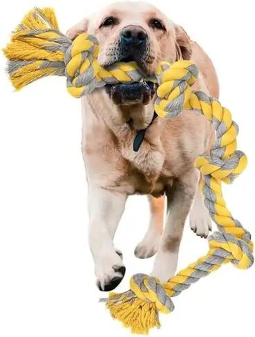 Large Dog Rope Toy for Aggressive Chewers, Big Chew Toy 3 feet 5 Knots, for Medium and Large Breeds, Cotton Tough Durable Rope for Teeth Cleaning, Tug of War Rope Toy in Saudi Arabia