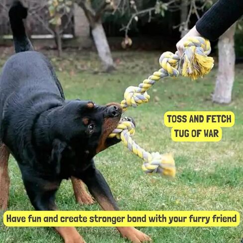 Large Dog Rope Toy for Aggressive Chewers, Big Chew Toy 3 feet 5 Knots, for Medium and Large Breeds, Cotton Tough Durable Rope for Teeth Cleaning, Tug of War Rope Toy in Saudi Arabia