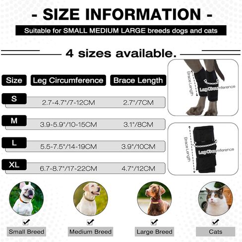ROZKITCH Dog Leg Protector for Rear Hock Joint or Front Leg Brace, 1 Pair of Dog Leg Compression Wrap Sleeve for Anti Licking Carpal Support Ankle Support Protect Injury Sprain Torn ACL CCL Black S in Saudi Arabia